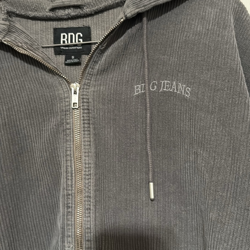 BDG Charcoal Corduroy Hoodie sz S - Picture 2 of 4